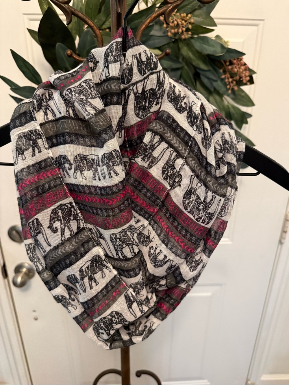 Novelty Animal Print African Elephant Train Lightweight Infinity Scarf